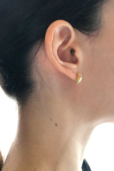 Maresse Moon Slice Earrings 10K Gold Wearing