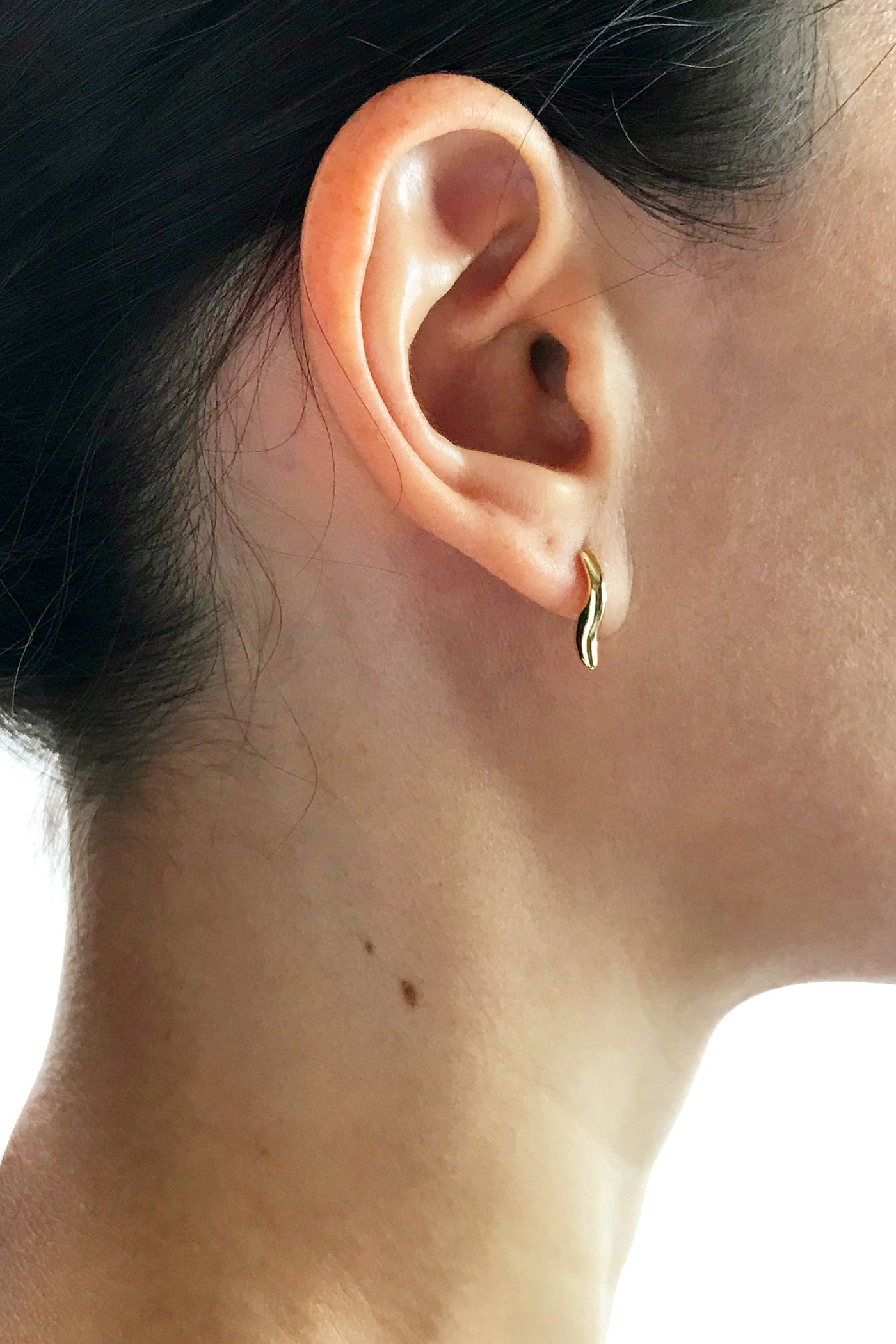 Maresse Wave Earrings 10K Gold Wearing