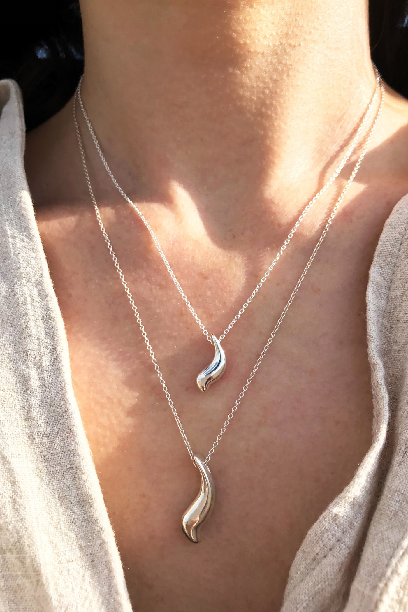 Maresse Wave Mini and Wave Necklaces Sterling Silver