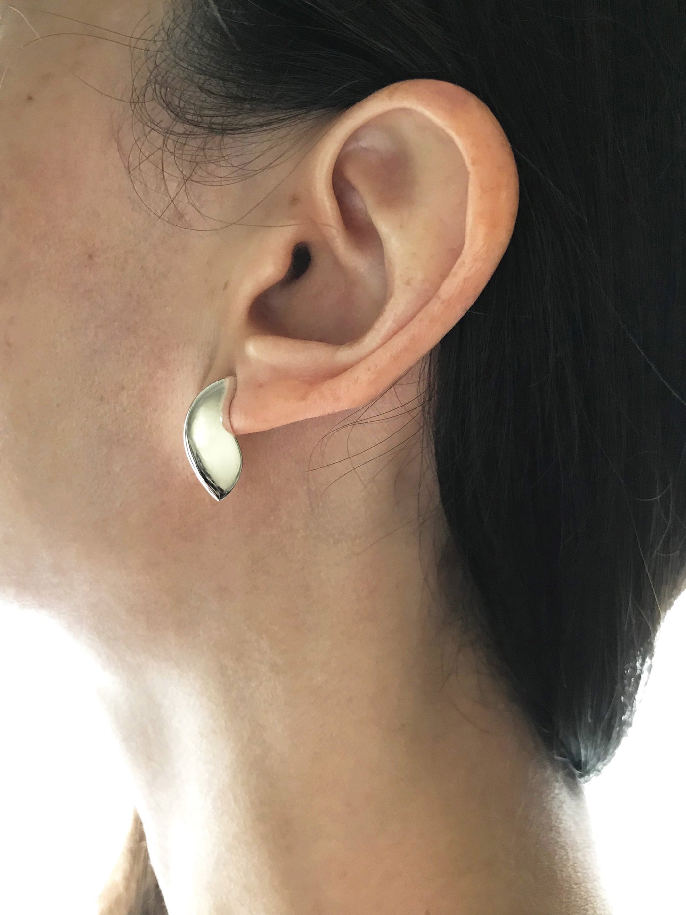 Maresse Moon Slice Earrings Medium Sterling Silver wearing