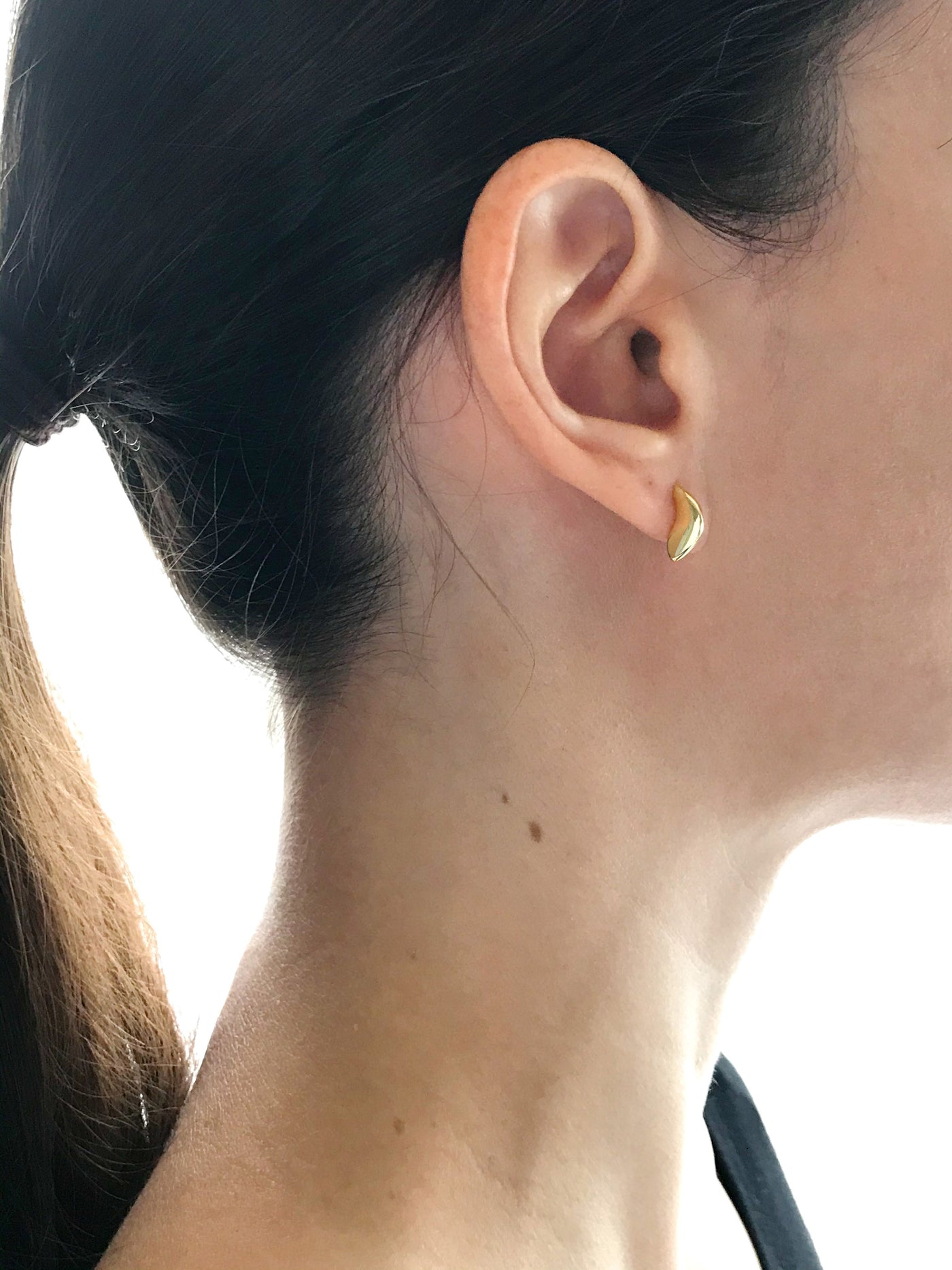 Maresse Moon Slice Earrings Small 10K Gold wearing