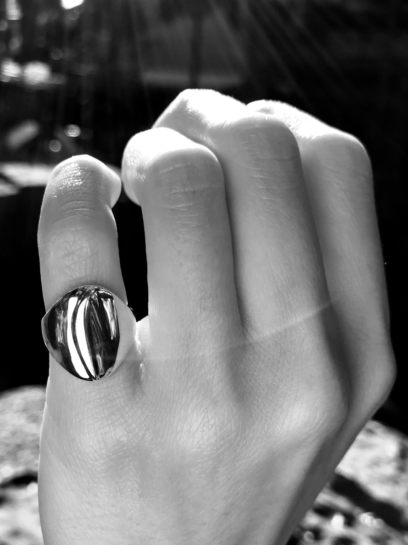 Maresse Nala Pinky Ring Sterling Silver wearing front view