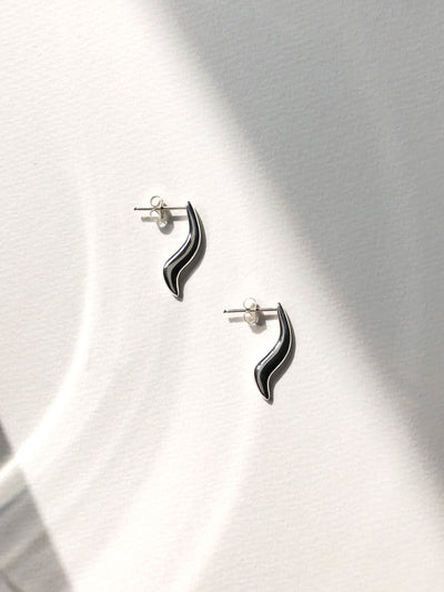 Maresse Wave Earrings Medium Sterling Silver side view