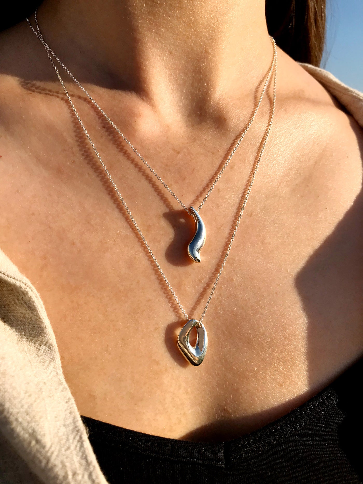 Maresse Wave and Found Necklaces Sterling Silver